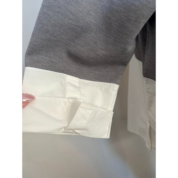 COS Sweatshirt with Shirt Hem Size Small Oversized Colorblock Top Gray White EUC - Picture 8 of 10